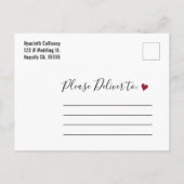 Invitation Carte Postale Mariage Enregistrer la date Octobre 2022 Calendrie (Dos)