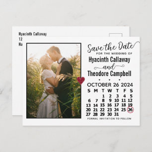 Invitation Carte Postale Mariage Enregistrer la date Octobre 2024 Calendrie