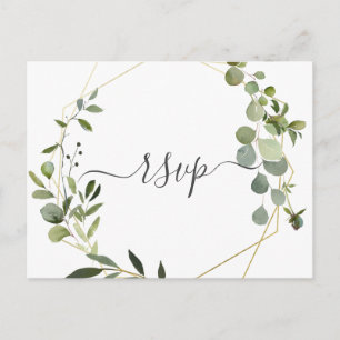 Invitation Carte Postale Mariage Eucalyptus vert moderne RSVP