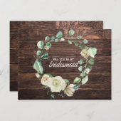 Invitation Carte Postale Mariage Fleur d'Aquarelle Bois Blanc Rustique Rose (Devant / Derrière)