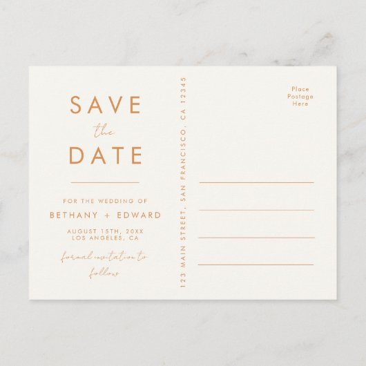 Invitation Carte Postale Mariage Fleur sauvage rustique Enregistrer la date (Dos)