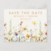 Invitation Carte Postale Mariage Fleur sauvage rustique Enregistrer la date (Devant)