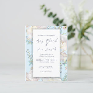 Invitation Carte Postale Mariage floral bleu Tulip