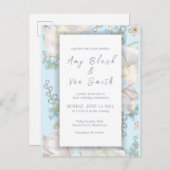 Invitation Carte Postale Mariage floral bleu Tulip (Devant / Derrière)