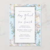 Invitation Carte Postale Mariage floral bleu Tulip (Devant)
