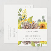 Invitation Carte Postale Mariage FLORAL DE LA PINE EUCALYPTUS DE LA PNEUVE  (Devant / Derrière)