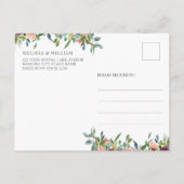 Invitation Carte Postale Mariage Floral en bois rustique (Dos)