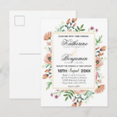 Invitation Carte Postale Mariage Floral Fruité (Devant / Derrière)