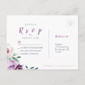 Invitation Carte Postale Mariage florissant botanique violet fleuri RSVP (Dos)