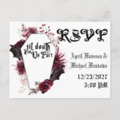 Invitation Carte Postale Mariage foncé Spider Web Coffin Mariage gothique R (Dos)