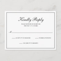 Mariage formel classique noir et blanc RSVP