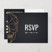 Invitation Carte Postale Mariage géométrique du crâne RSVP (Devant / Derrière)