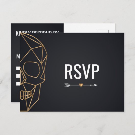 Invitation Carte Postale Mariage géométrique du crâne RSVP (Devant / Derrière)