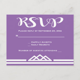 Invitation Carte Postale Mariage Géométrique Triangle Rétro RSVP Violet