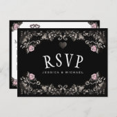 Invitation Carte Postale Mariage Halloween correspondant RSVP PostCards Cem (Devant / Derrière)