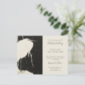 Invitation Carte Postale Mariage Héron Blanc Dans La Neige D'Hiver (Debout devant)