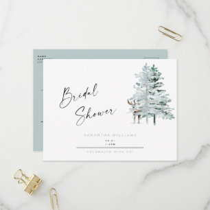 Invitation Carte Postale Mariage hivernal de cerfs de la forêt de glace ble