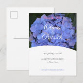 Invitation Carte Postale Mariage Hydrangea Pastel Violet Enregistrer la Dat (Devant / Derrière)