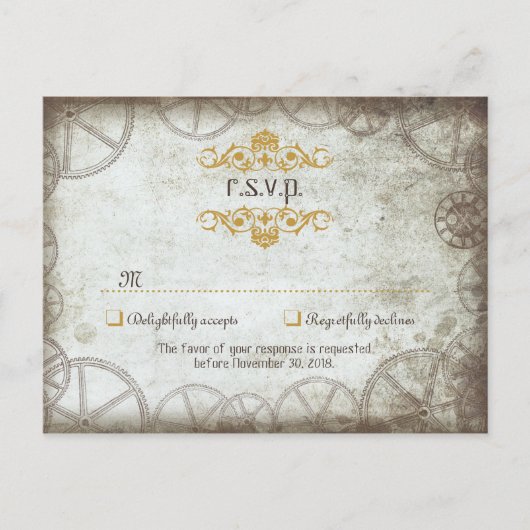 Invitation Carte Postale Mariage Industriel Vintage Steampunk (Devant)