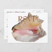 Invitation Carte Postale Mariage Invités RSVP Conch Seashell (Devant / Derrière)