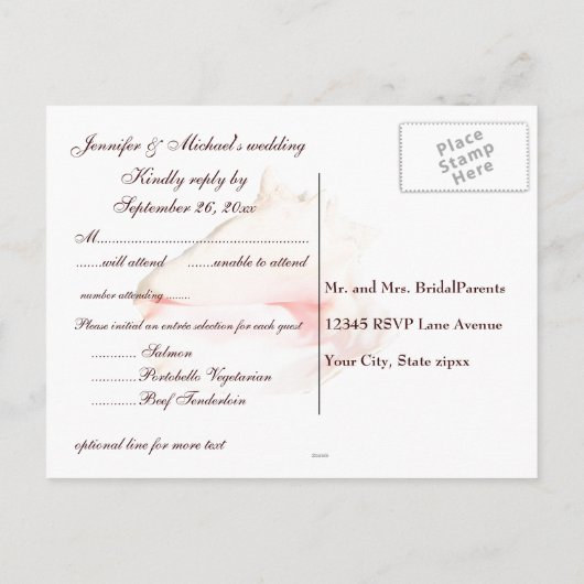 Invitation Carte Postale Mariage Invités RSVP Conch Seashell (Dos)