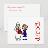 Invitation Carte Postale Mariage Lesbien Une Épouse (Devant / Derrière)