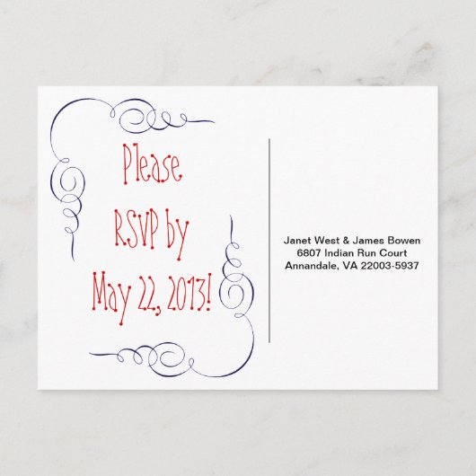 Invitation Carte Postale Mariage militaire RSVP (Dos)