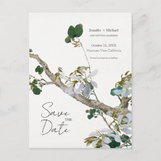 Invitation Carte Postale Mariage Minimaliste Calligraphie Florale