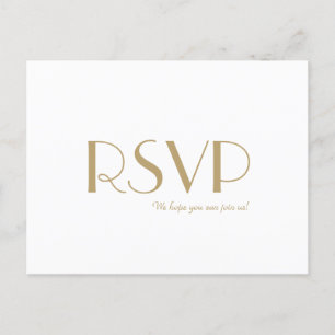 Invitation Carte Postale Mariage minimaliste Gold Modern Art Déco RSVP