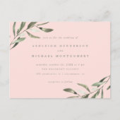 Invitation Carte Postale Mariage minimum Pastel Rose & Sage Green Branches (Devant)