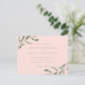 Invitation Carte Postale Mariage minimum Pastel Rose & Sage Green Branches (Debout devant)