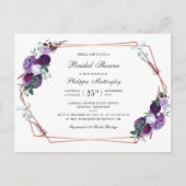 Invitation Carte Postale Mariage Moderne Floral Script Géographique (Devant)