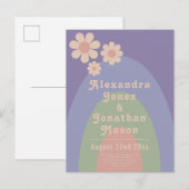 Invitation Carte Postale Mariage Moderne Rétro Arche de Daisy (Devant / Derrière)