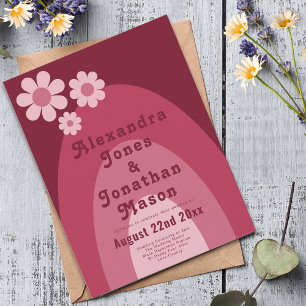 Invitation Carte Postale Mariage Moderne Rétro Rose Budget