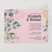 Invitation Carte Postale Mariage Moderne Rose Vert (Devant)