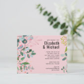 Invitation Carte Postale Mariage Moderne Rose Vert (Debout devant)