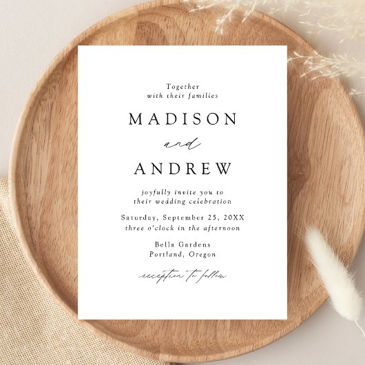 Invitation Carte Postale Mariage noir et blanc moderne