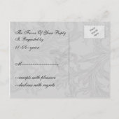 Invitation Carte Postale mariage noir et gris argenté (Dos)