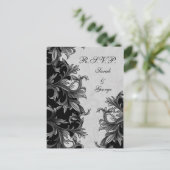 Invitation Carte Postale mariage noir et gris argenté (Debout devant)