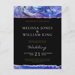 Invitation Carte Postale Mariage noir peint