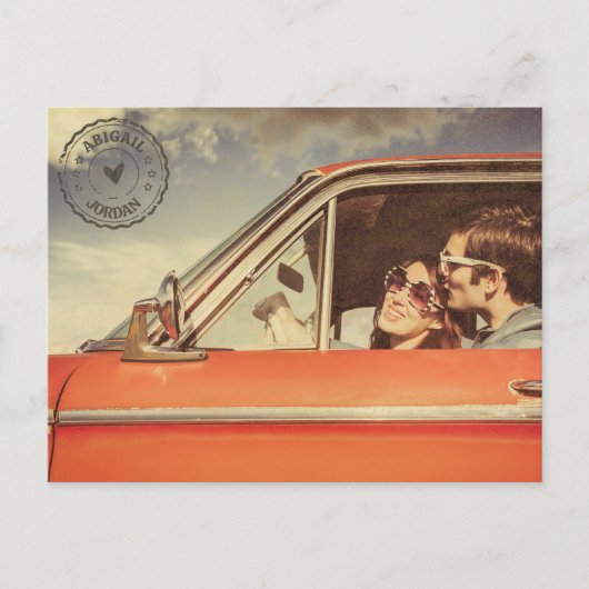 Invitation Carte Postale mariage nostalgique vintage (Devant)