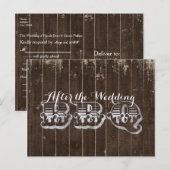 Invitation Carte Postale Mariage Occidental Rustique en Bois RSVP BBQ Count (Devant / Derrière)