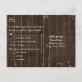 Invitation Carte Postale Mariage Occidental Rustique en Bois RSVP BBQ Count (Dos)
