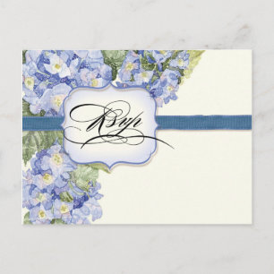 Invitation Carte Postale Mariage officiel bleu Hydrangea Bracket Floral