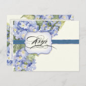 Invitation Carte Postale Mariage officiel bleu Hydrangea Bracket Floral (Devant / Derrière)