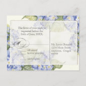 Invitation Carte Postale Mariage officiel bleu Hydrangea Bracket Floral (Dos)