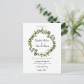Invitation Carte Postale Mariage photo moderne Eucalyptus Green Foliage (Debout devant)