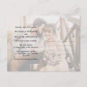 Invitation Carte Postale Mariage photo simple moderne noir et blanc (Devant)