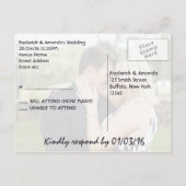 Invitation Carte Postale Mariage plage RSVP avec photo (Dos)