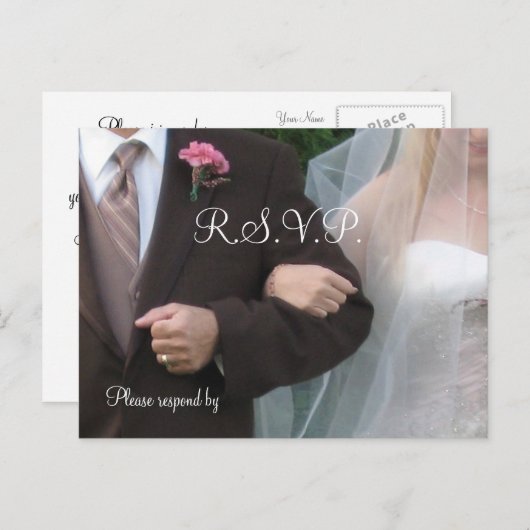 Invitation Carte Postale Mariage R.S.V.P. (Devant / Derrière)
